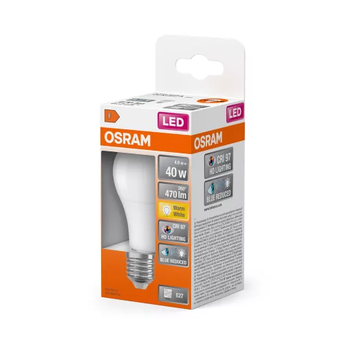 LED izzó A60 E27 4,9 W = 40 W 470 lm 2700 K Meleg CRI>97 180° CLASSIC Osram