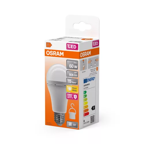 Újratölthető LED izzó A60 E27 8W = 60W 806lm 2700K Meleg 180° Vészvilágítás ÚJRATÖLTHETŐ LÁMPÁK Osram