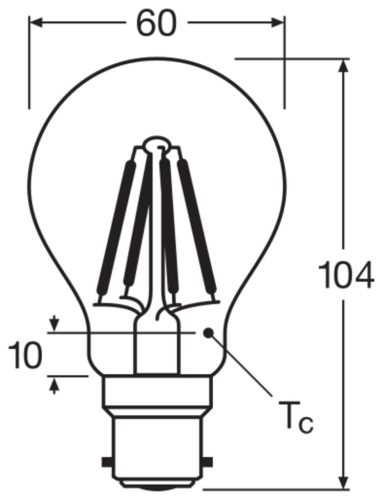 LED izzó A60 B22d 4W = 40W 470lm 4000K Semleges 300° Retrofit Filament CLASSIC Osram