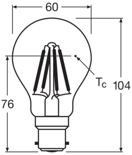 LED izzó A60 B22d 7W = 60W 806lm 2700K Meleg 300° Szabályozható Retrofit Filament CLASSIC Osram