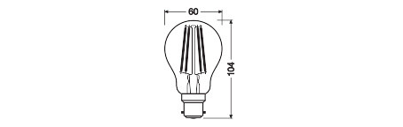LED izzó A60 B22d 11W = 100W 1521lm 6500K Hideg 300° Dimmelhető Retrofit Filament CLASSIC Osram
