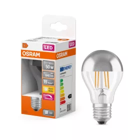   LED izzó A60 E27 6,5 W = 50 W 640 lm 2700 K Meleg 300° Szabályozható Retrofit Filament CLASSIC Osram