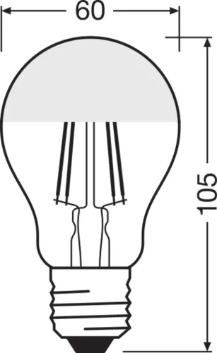 LED izzó A60 E27 4W = 35W 2700K 400lm Meleg 300° Retrofit Filament CLASSIC Osram