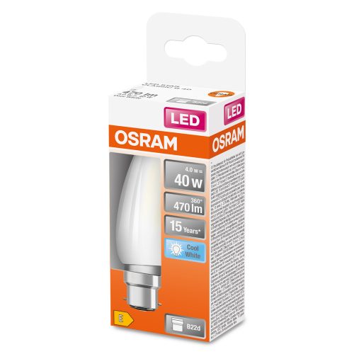 LED izzó B35 gyertya B22d 4W = 40W 470lm 4000K semleges 300° Retrofit izzószálas CLASSIC Osram