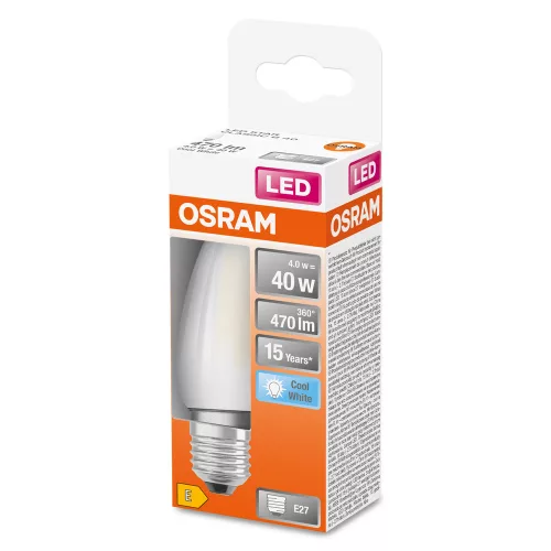 LED izzó B35 gyertya E27 4W = 40W 470lm 4000K semleges 300° Retrofit Filament CLASSIC Osram