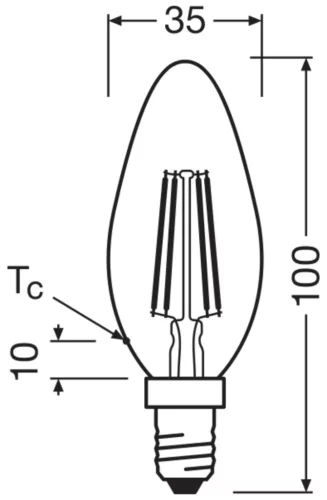 2x LED izzó B35 gyertya E14 4W = 40W 470lm Meleg 2700K 300° Retrofit Filament CLASSIC Osram