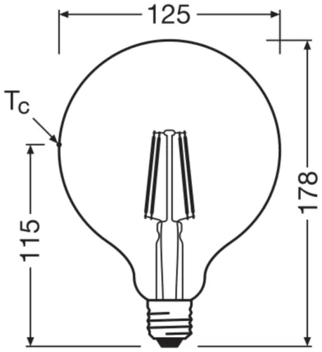 LED izzó G125 gömb alakú E27 7W = 60W 806lm 2700K Meleg 300° Retrofit Filament CLASSIC Osram