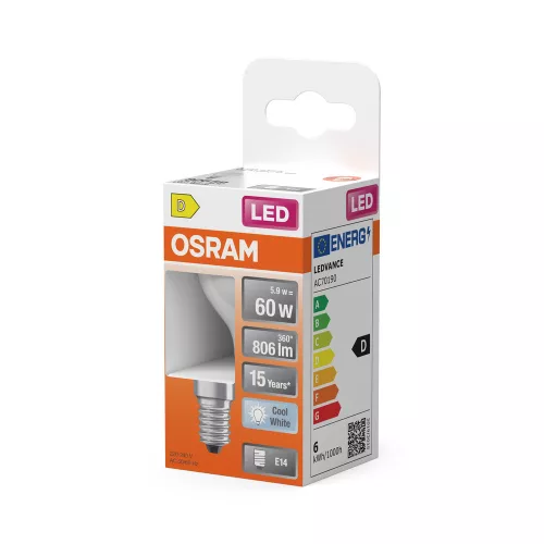 LED izzó P45 gömb alakú E14 5.5W = 60W 806lm 4000K semleges 300° Retrofit Filament CLASSIC Osram