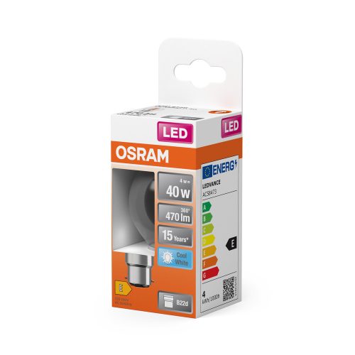 LED izzó P45 gömb alakú B22d 4W = 40W 470lm 4000K semleges 300° Retrofit Filament CLASSIC Osram