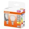 2x LED izzó P45 gömb alakú E14 2.5W = 25W 250lm 2700K Meleg 300° Retrofit Filament CLASSIC Osram