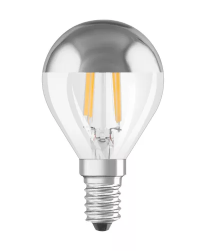 LED izzó P45 gömb alakú E14 4W = 31W 350lm 2700K Meleg 300° Ezüst Retrofit Filament CLASSIC Osram