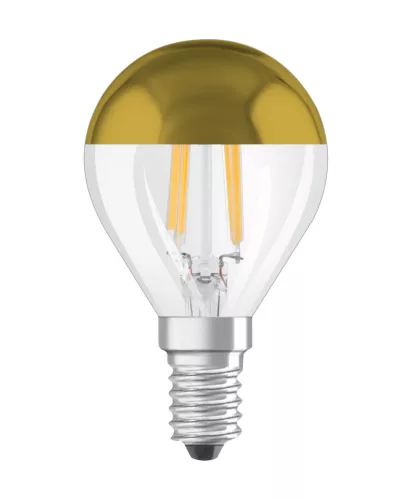 LED izzó P45 gömb alakú E14 4W = 34W 380lm 2700K Meleg 300° Arany Retrofit Filament CLASSIC Osram