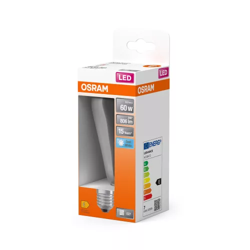 LED izzó ST64 E27 6,5 W = 60 W 806 lm 4000 K Semleges 300° Retrofit Filament CLASSIC Osram