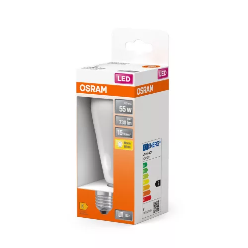 LED izzó ST64 E27 6,5 W = 55 W 730 lm 2700 K Meleg 300° Retrofit Filament CLASSIC Osram