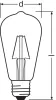 LED izzó ST64 E27 2,5 W = 25 W 250 lm 2700 K Meleg 300° Retrofit Filament CLASSIC Osram