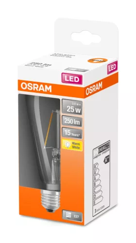 LED izzó ST64 E27 2,5 W = 25 W 250 lm 2700 K Meleg 300° Retrofit Filament CLASSIC Osram