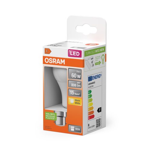 LED izzó A60 B22d 8W = 60W 806lm 2700K Meleg 150° STAR CLASSIC Osram