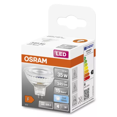 LED izzó MR16 reflektor GU5.3 3.8W = 35W 345lm 4000K semleges 12V 36° STAR Osram
