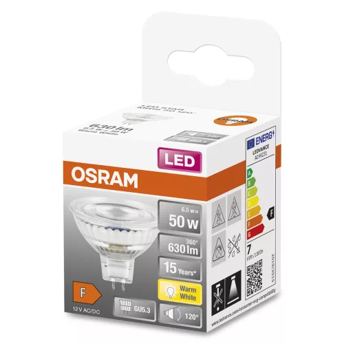 LED izzó MR16 reflektor GU5.3 6.5W = 50W 630lm 2700K Meleg 12V 120° STAR Osram