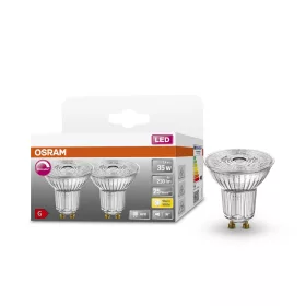   2x LED izzó PAR16 spotlámpa GU10 3.4W = 35W 230lm 2700K Meleg CRI90 36° Szabályozható SUPERSTAR Osram