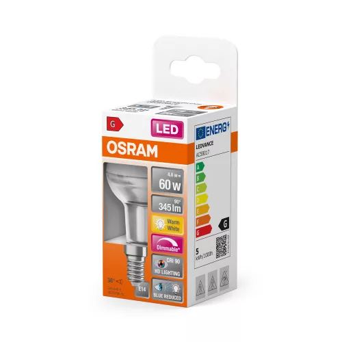 LED izzó R50 reflektor E14 4.8W = 60W 345lm 2700K Meleg CRI90 36° Szabályozható SUPERSTAR Osram