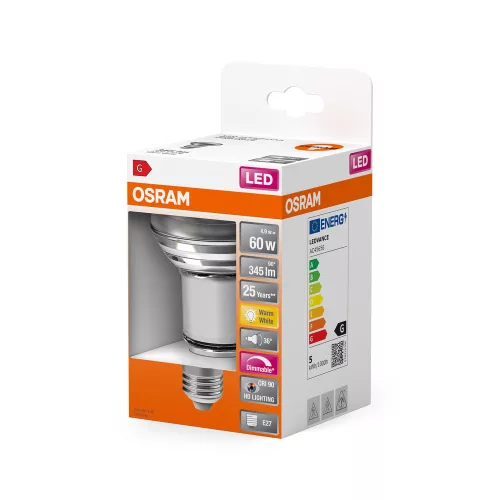LED izzó R80 reflektor E27 4.9W = 60W 345lm 2700K Meleg CRI90 36° Szabályozható SUPERSTAR Osram