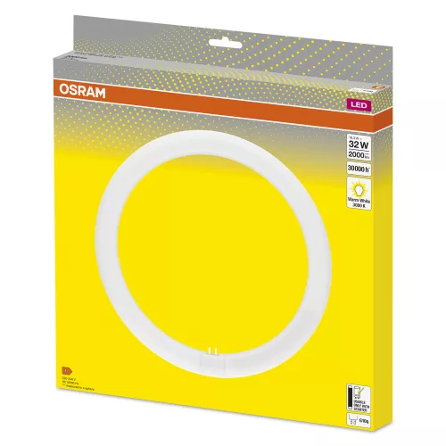 T9 LED fénycső, kör alakú, G10q, 18,3 W = 32 W, 2000 lm, 3000 K, meleg, 110°-os LED cső, EM, Osram