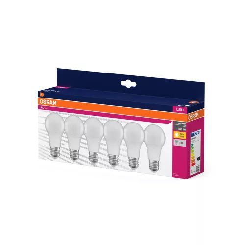 6x LED izzó A60 E27 8W = 60W 806lm 2700K Meleg 150° VALUE CLASSIC Osram