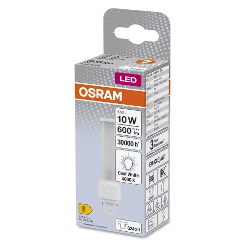 LED fénycső Egyoldalas G24d-1 5W = 10W 600lm 4000K Semleges 120° DULUX LED D EM & AC Osram