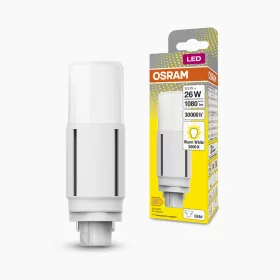   LED fénycső, egyoldalas, G24d, 9,5 W = 26 W, 1080 lm, 3000 K, meleg, 300°, DULUX LED D VT EM és AC, Osram