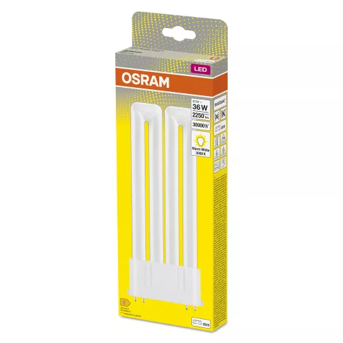 LED fénycső, egyoldalas, 2G10, 20W = 36W, 2250lm, 3000K, meleg, 130°, DULUX LED F EM és AC, Osram