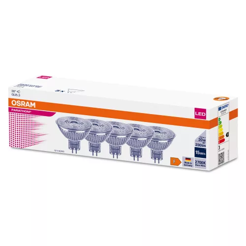 LED izzó MR16 reflektor GU5.3 2.6W = 20W 230lm 2700K Meleg 36° PARATHOM Osram