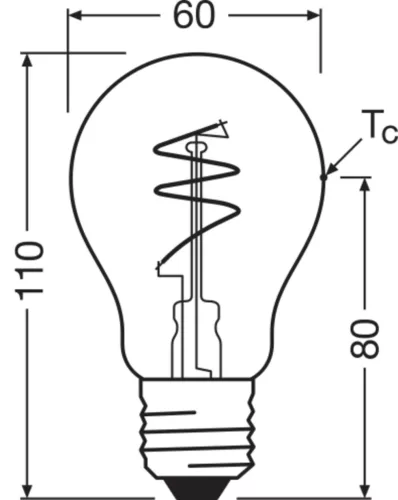 LED dekoratív izzó A60 E27 4,6 W = 40 W 470 lm 2200 K Meleg CRI90 300° Izzószálas, szabályozható fényerővel Vintage 1906 Osram