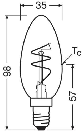 LED dekoratív izzó B35 gyertya E14 3,5 W = 28 W 300 lm 2200 K meleg CRI90 300° borostyánszínű izzószál, szabályozható fényerővel, Vintage 1906 Osram