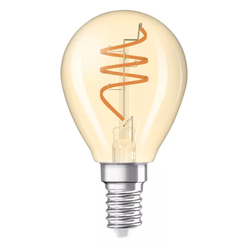 LED dekoratív izzó P45 gömb alakú E14 4,9 W = 40 W 470 lm 2200 K Meleg CRI90 300° Borostyánszínű izzószál, szabályozható fényerővel, Vintage 1906 Osram