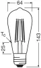 LED dekoratív izzó ST64 Edison E27 7.2W = 60W 806lm 2400K Meleg 300° Szabályozható Vintage 1906 Osram