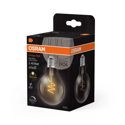 LED dekoratív izzó G80 gömb alakú E27 4,6 W = 40 W 470 lm 2700 K Meleg CRI90 300° Szabályozható Vintage 1906 Osram