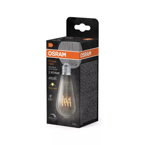 LED dekoratív izzó ST64 Edison E27 4.8W = 40W 470lm 2700K Meleg 320° Izzószálas, szabályozható fényerővel Vintage 1906 Osram