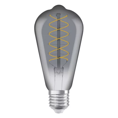 2x Dekoratív LED izzó ST64 Edison E27 7.8W = 30W 360lm 1800K Meleg 320° Füstölt Izzószálas Szabályozható Fényerő Vintage 1906 Osram