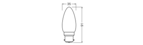 LED izzó B35 B22d gyertya 3.4W = 40W 470lm 4000K semleges 300° fehér STAR CLASSIC Osram