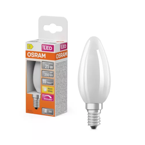 LED izzó B35 E14 gyertya 1.8W = 25W 250lm 2700K Meleg 320° Szabályozható SUPERSTAR Osram