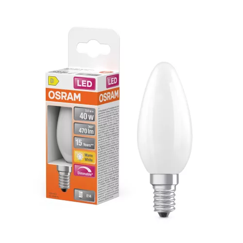 LED izzó B35 E14 gyertya 3.4W = 40W 470lm Meleg 2700K 320° Szabályozható SUPERSTAR Osram