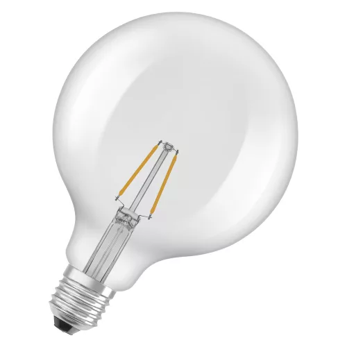 LED izzó G125 E27 gyertya 1.8W = 25W 250lm 2700K Meleg 300° Izzószálas Osram