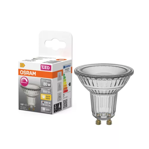 LED izzó PAR16 reflektor GU10 6.1W = 80W 575lm 4000K Semleges CRI90 36° Szabályozható SUPERSTAR PLUS CLASSIC Osram