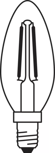 LED izzó B35 E14 gyertya 4.8W = 40W 470lm 4000K semleges 200° izzószálas, szabályozható fényerejű Osram