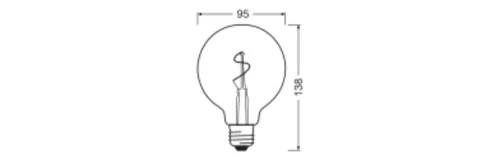 G95 Vintage E27 LED izzó 1.8W 30lm 2200K Meleg 320° Borostyánszínű Izzószál Vintage 1906 Osram