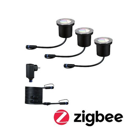 Plug & Shine LED lámpák 3x3,6W 24V IP65 RGBW ZigBee Silver Paulmann