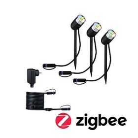   PIKE Plug & Shine LED lámpa 3x4,5W 24V IP44 RGBW ZigBee Antracit Paulmann