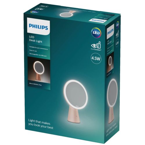 LED tükör asztali lámpa 4,5 W CCT fényerőszabályzó USB rózsaszín PHILIPS