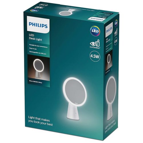 Asztali lámpa asztali tükör LED 4,5 W CCT fényerőszabályozható USB fehér PHILIPS